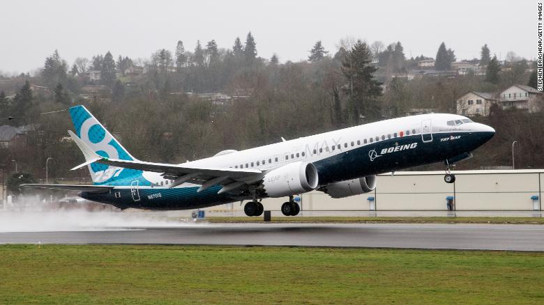  A Boeing 737 MAX 8 airliner lifts off for its first flight on January 29, 2016 in Renton, Washington.