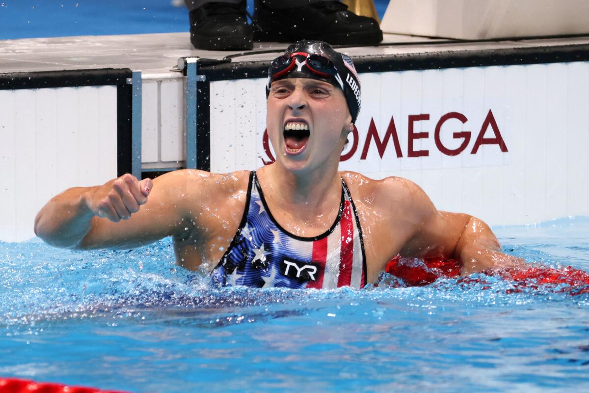 Katie Ledecky wins gold in Olympic 1,500, places 5th in 200 - Los Angeles  Times